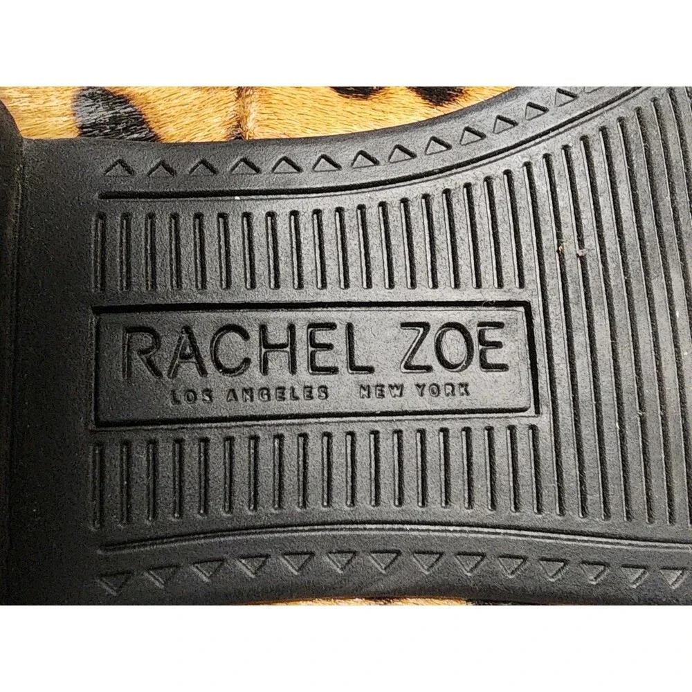 Rachel Zoe Leopard-Print Calf Hair Loafers Size 8 Horsebit Detailing Leather